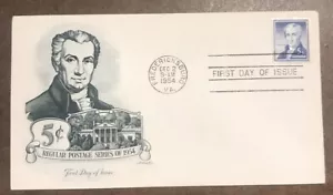 U.S. PRESIDENT JAMES MONROE FDC SC#1038 ARTMASTER CACHET UA SINGLE - Picture 1 of 2