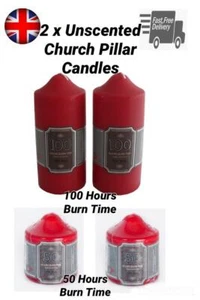 2 velas pilar rojo sin perfume de iglesia 50 horas 100 horas tiempo de quema sobresumergido - Imagen 1 de 6