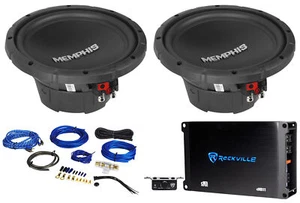 2) Memphis Audio SRX1040 10" 400 Watt SRX 4 Ohm Auto Subwoofer + Verstärker + Amp Kit - Bild 1 von 11