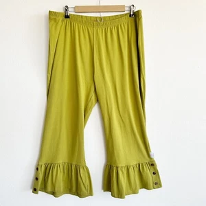 Pantalone Sparkling Dixie donna 3XL verde con volant crop pull on elastico in vita - Foto 1 di 8