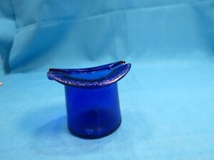 Cobalt Blue Glass Top Hat Ashtray Or Trinket Dish