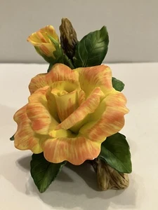Ceramic Orange And Yellow Roses Figurine. Stamped 1999 - Picture 1 of 7