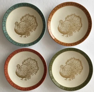 222 Fifth SAFRA THANKSGIVING Set of Four Appetizer Plates 6.5” Brand New - Picture 1 of 2