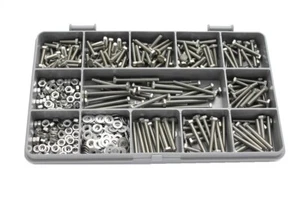 M3 FULLY THREADED BOLTS NUTS WASHERS SCREWS A2 STAINLESS 475 ASSORTED PIECE KIT - Picture 1 of 5