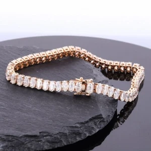 8" Vintage 16Ct D/VVS1 Diamond Womens Tennis Bracelet Solid 14k Rose Gold Over - Picture 1 of 5