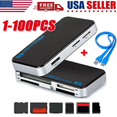 USB 3.0 Memory Card Reader Adapter 5GBPS Fit CF/TF/SD/Micro SD/XD/M2/MS Card LOT - Image 1 of 4