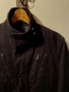 Lewis Leather Addict Motorcycle Jacket Riri Zips Black Denim Vintage Style Used - Picture 1 of 7