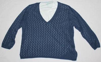 Northcrest Layering Essentials Comfort Fit Women's Top Size 3X Blue & White - Image 1 of 4