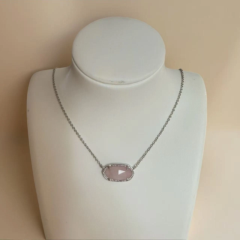 ✨ Collar Elisa Plata Cuarzo Piedras Preciosas Rosa Colgante Para Regalo con Bolsa para el Polvo Nuevo con Etiquetas Foto 1 de 2