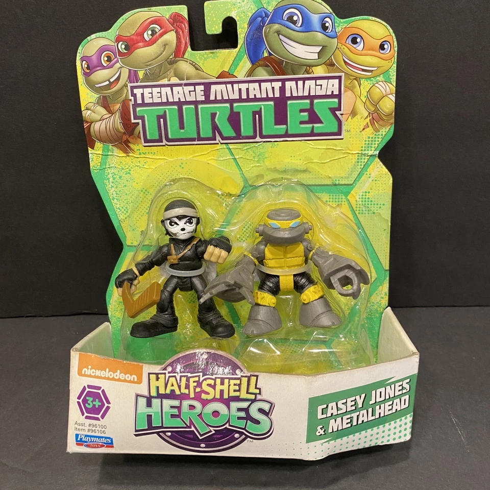 Nuevo en Paquete TMNT Teenage Mutant Ninja Turtles Half Shell Heroes Casey Jones y Cabeza de Metal Foto 1 de 4