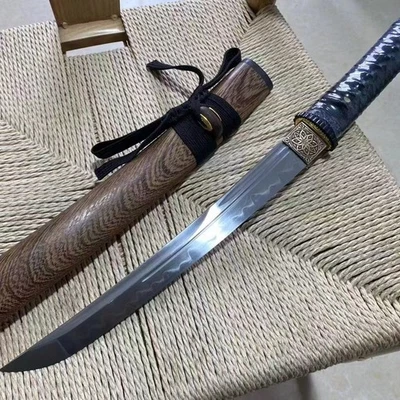 Cuchillo corto hecho a mano arcilla templada tanto Japón Samurai Katana espadas afiladas #1765 Foto 1 de 3