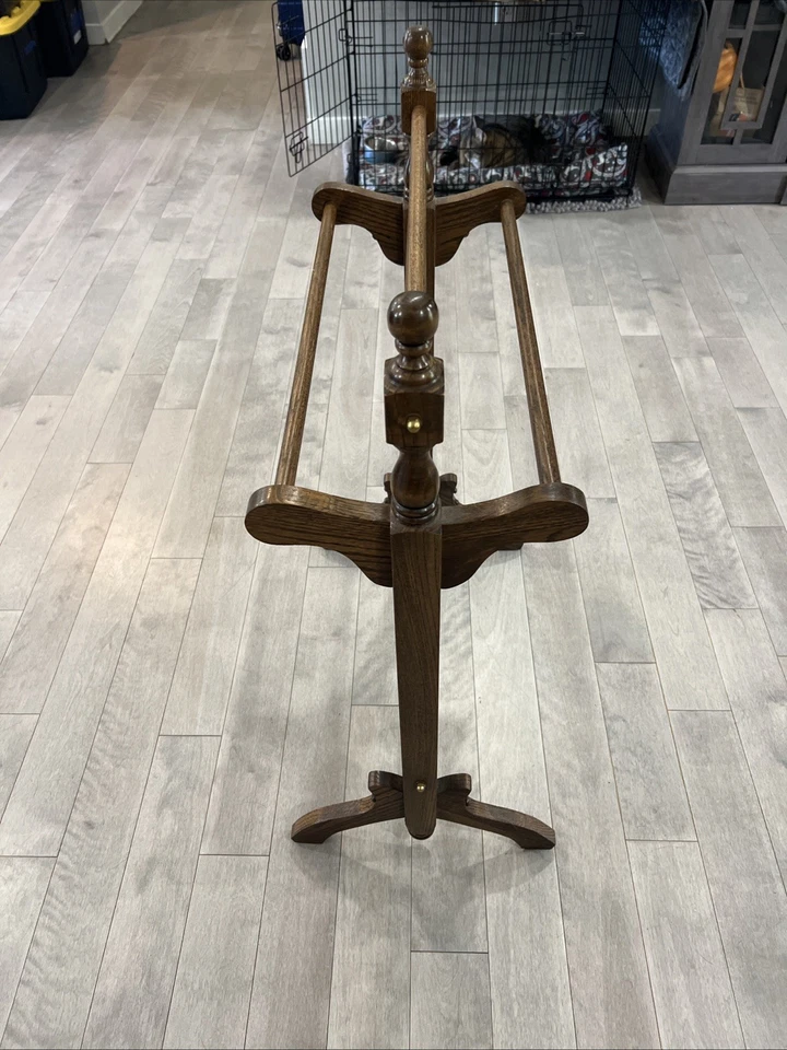 Blanket/Quilt/Towel Rack Solid Oak with Brass Hardware - Image 1 of 4