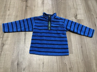 Sudadera unisex Hanna Andersson talla 100 3T polar 1/4 cremallera azul rayas negras Foto 1 de 4