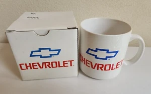 VTG 90s Chevrolet Chevy Bowtie Logo Coffee Mug Cup Gift Red White Blue - Picture 1 of 3