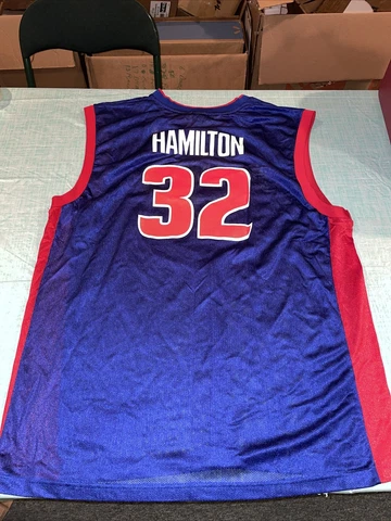 Adult Xxl Rip Hamilton Reebok Detroit Pistons Jersey Mens White Clean Nba 2xl Cover