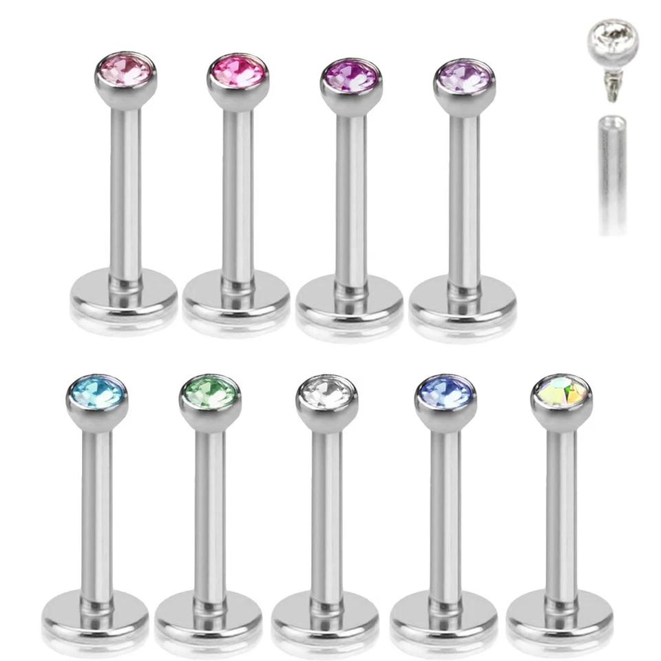 Labret Lippen Piercing Stecker Kristall Madonna Tragus Helix Innengewinde Z188 - Bild 1 von 1