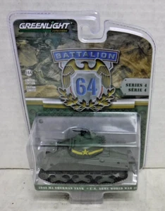 1943 M4 Sherman Tank World War II Greenlight Battalion 64 Diecast 010225AST - Picture 1 of 2