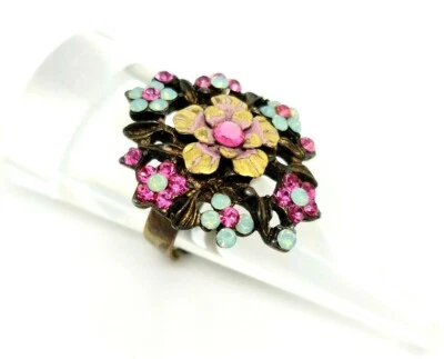 Precioso Anillo Michal Negrin Flores Cristal Multicolor 0045. Foto 1 de 4