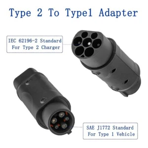 Conector adaptador de carga de coche EV eléctrico tipo 2 a tipo 1 de 1 pieza - Imagen 1 de 5