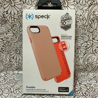 📀 Funda de protección delgada superior Speck Presidio - iPhone 7 melocotón/neón Foto 1 de 3
