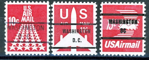 Washington DC Air Mail Precancels Set of 3 MNH Stamps Scott's C72 C78b C79b Cover