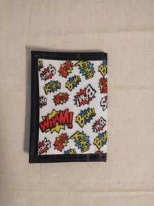 Superheld dreifach faltbare weiße Nylon-Geldbörse mit Haken Comic-Worte Wham Boom Bam - Bild 1 von 6
