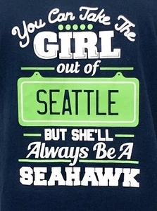 Seattle Seahawks Women’s XL Crew Neck T Shirt Navy Blue Sports Fan Graphics - Picture 1 of 5
