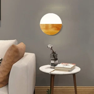 Modern Nordic Style Wall Sconce Wood 1-Light Bedside Corridor Wall Mount Lamp - Picture 1 of 9