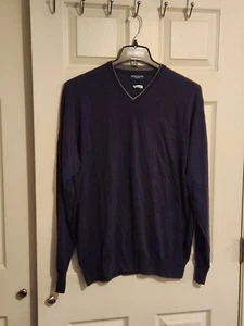 Peter Millar Merino Wool And Silk V-Neck Sweater Men L Large - Picture 1 of 5