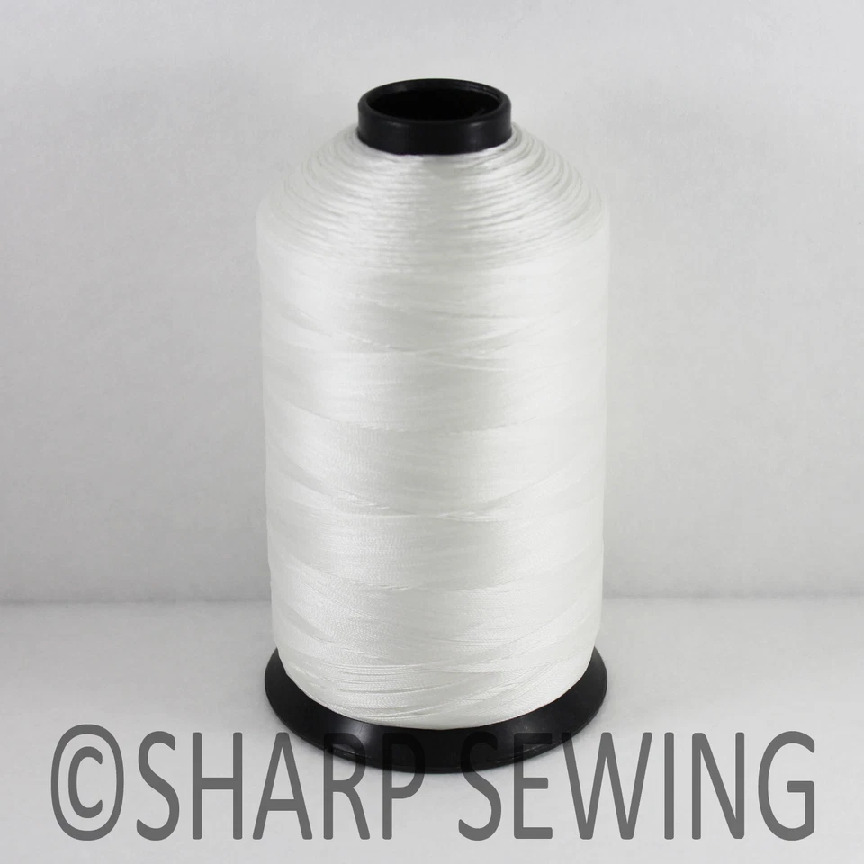 WHITE 8 OZ (1/2 LB; 2800 YARDS) CONE #69 BONDED NYLON THREAD SEW LEATHER CANVAS - Image 1 of 1