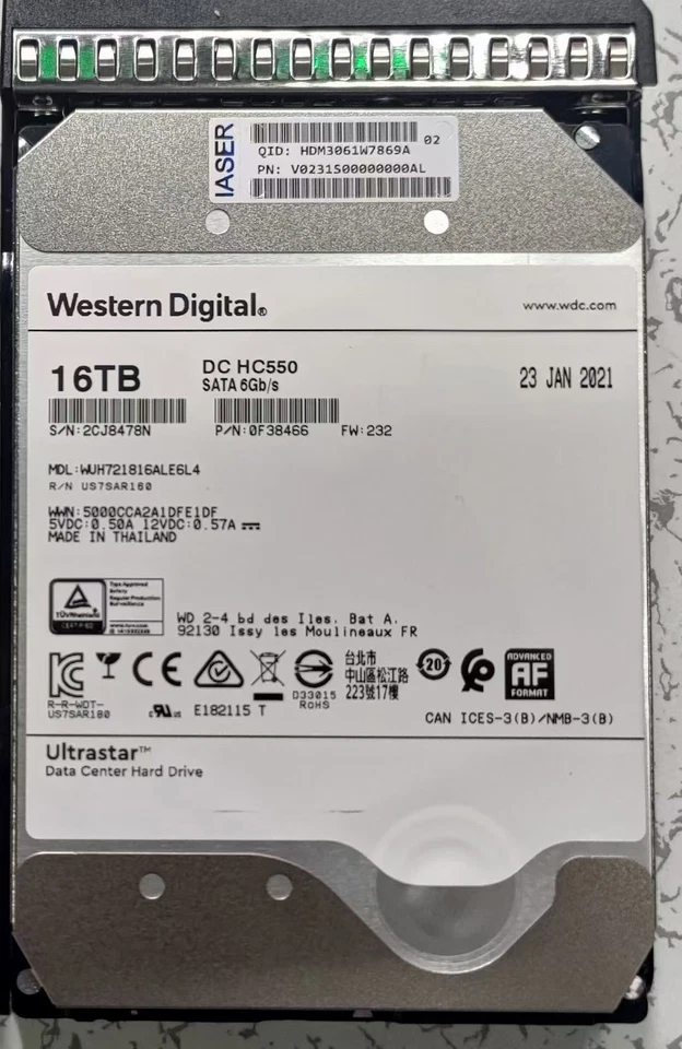 Western Digital Ultrastar DC HC550 16TB 7200rpm 512M SATA3 (WUH721816ALE6L4) - Bild 1 von 1