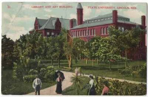 LIBRARY AND ART BLDGS VINTAGE UNIVERSITY OF NEBRASKA LINCOLN NE POSTCARD 32121 R - Picture 1 of 2