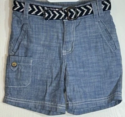 Pantalones Cortos Genuinos Niños Pequeños Niño 2T Azul Marino/Blanco Cinturón Cintura Ajustable Foto 1 de 4