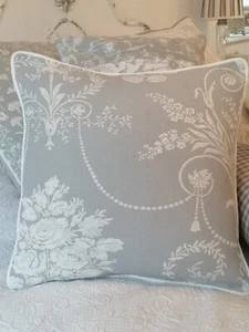 Laura Ashley Josette STEEL  Fabric Cushion Cover (Piped)16" - Picture 1 of 5