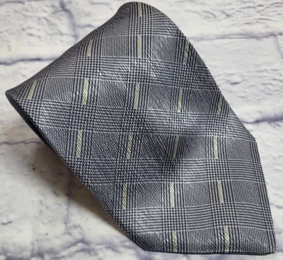 Галстук шелковый Stafford серый черный серебристый клетчатый галстук Италия 57 x 3,75 - Изображение 1 из 4