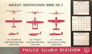 Philco TechRep Division Aircraft Identification Ink Blotter 1951 - Picture 1 of 1