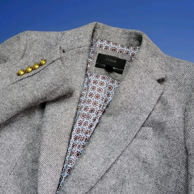 J.Crew Campbell Blazer Womens Size 2 Gray Donegal Wool Herringbone Gold Button - Image 1 of 4