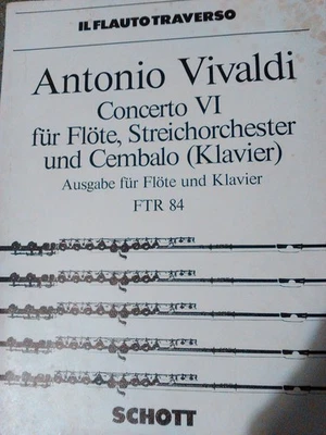 VIVALDI 	Concerto no. 6 for flute, string orchestra and keyboard. Sheet music - Image 1 of 2