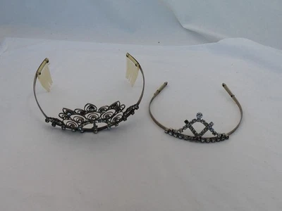 Пара винтажных тиар серебристого цвета и со стразами FO-6 - Изображение 1 из 4