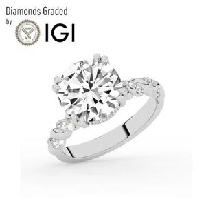 Round Solitaire Labgrown Diamond Engagement Ring 14k White Gold 3.25 Ct D VS1 - Picture 1 of 23