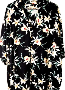 Vintage Paradise Found Hawaii Strand Hemd Herren 4XL Magnum PI Black Star Orchid SS - Bild 1 von 9