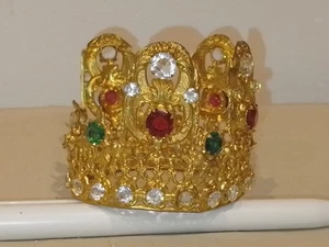 ANCIENNE COURONNE RELIGIEUSE/STATUE/Jesus De Prague/CROWN/STRASS/DIADEME/H.6cm - Picture 1 of 6