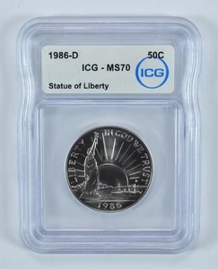 1986-D Statue Of Liberty Commemorative Half Dollar MS70 ICG *5221 - Picture 1 of 5