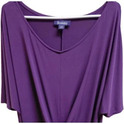 Roaman's 30W Purple Dress.  Long Length. Criss/Cross fabric at waist - Image 1 of 4