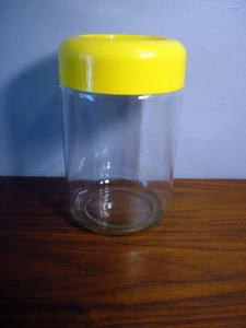 Vintage Heller Designs Inc Glas Vorratsglas Behälter gelber Deckel 8,5" Massimo - Bild 1 von 4