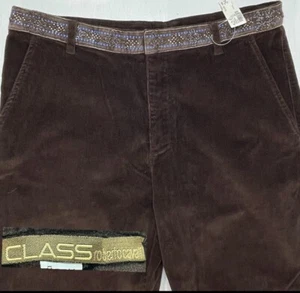Roberto Cavalli Velvet Corduroy Pants Brown Womens 16 Finewale Class Cords Italy - Picture 1 of 24