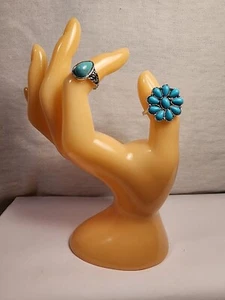 RING COSTUME TURQUOISE FLOWER SHAPE &TEAR DROP SHAPE TURQUOISE COLOR RING - Picture 1 of 13