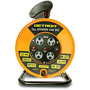Detroit LEAD EXTENSION REEL WITH 4 OUTLETS 240V 10A 25m 3-Core 1.0mm² Heavy-Duty - Picture 1 of 1