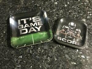 FOOTBALL It's Game Day Party Supplies Square Dinner & Dessert Plates 8 Pcs Count