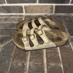 Plantilla suave Birkenstock Florida cuero nobuck fresco castillo de arena talla 8 - Imagen 1 de 3